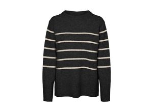 5715607967681 - VERO MODA Rundhalspullover VMFLAWLESS LS O-NECK PULLOVER GA NOOS Black W BIRCH Gestreift Schwarz - Gr XS