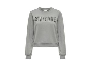 5715608426262 - ONLY Sweatshirt ONLLORI L S TECHNIQUE O-NECK UB SWT December Sky Attitude Motivprint Grau - Gr XL