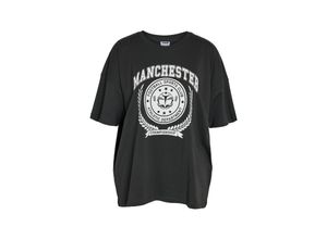 5715610720662 - NOISY MAY T-Shirt NMIDA S S COLLEGE T-SHIRT JRS FWD Obsidian MANCHESTER Motivprint Grau - Gr XS