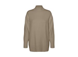5715611608501 - VERO MODA Stehkragenpullover VMGOLD LS HIGHNECK PULLOVER GA REP Silver Mink W MELANGE Unifarben Braun - Gr M 5715611608501 - VERO MODA Stehkragenpullover VMGOLD LS HIGHNECK PULLOVER GA REP Silver Mink W MELANGE Unifarben Braun - Gr M