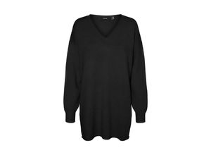 5715611609294 - VERO MODA Longpullover VMGOLD ROLL LS LONG V-NECK PULLOVER GA Black Unifarben Schwarz - Gr M