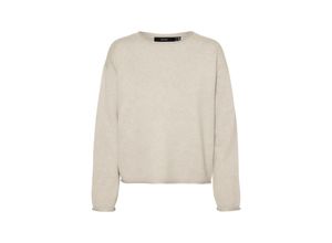 5715611609461 - VERO MODA Rundhalspullover VMGOLD ROLL LS O-NECK PULLOVER GA Birch Unifarben Weiß - Gr XS