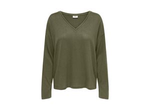 5715612086322 - JDY V-Shirt JDYTONSY L S V-NECK TOP JRS ATK Winter Moss Unifarben Grün - Gr M