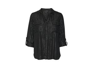 5715613884880 - VERO MODA Hemdbluse VMBUMPY LS GLITTER SHIRT WVN GA NOOS Black Silver lurex Gestreift Schwarz - Gr XS