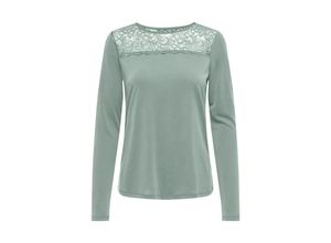 5715614471690 - ONLY Langarmshirt ONLFREE LIFE L S O-NECK LACE TOP JRS Aqua Gray Unifarben Grün - Gr S