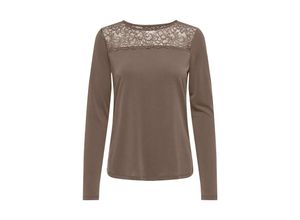 5715614471805 - ONLY Langarmshirt ONLFREE LIFE L S O-NECK LACE TOP JRS Walnut Unifarben Braun - Gr S