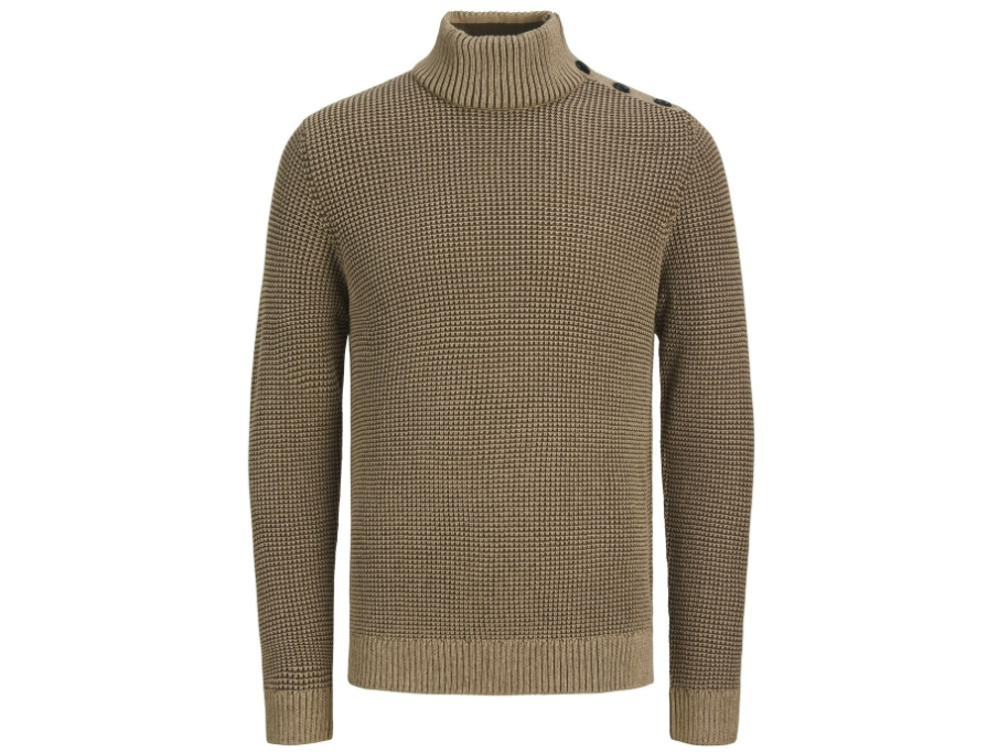 5715715805295 - Jack & Jones JPRWinter Knit Structure Polo - Strickpullover mit hohem Ausschnitt - Herren - Größe M - Farbe Crockery