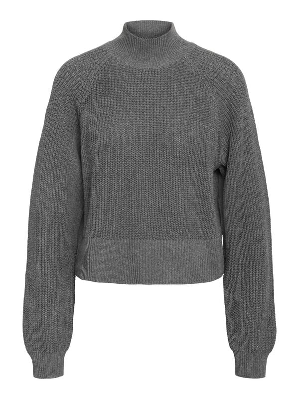 5715726784022 - NMDARA L S HIGH NECK KNIT FWD NOOS Strickpullover grau in L