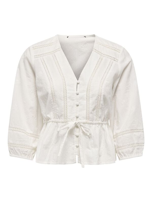 5715731937789 - ONLMICHELLE LS LACE V-NECK TOP WVN Bluse altweiß in S