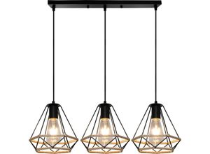 5788799844108 - 3 Lichter Industrielle Pendelleuchte Eisenkunst Hanfseil Kronleuchter Retro Heimbeleuchtung