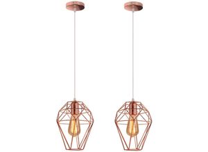 5788799844368 - 2Pcs Pendelleuchte Modern Innen E27 Industrielle Retro Hängelampe Eisenkunst Beleuchtung Roségold