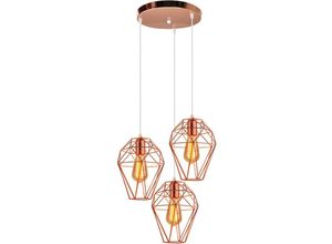 5788799844382 - Pendelleuchte Modern E27 Kronleuchter Eisenkunst Retro Innen Schlafzimmer Küchen Beleuchtung 3 Lichter Roségold