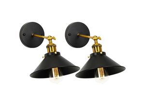 5788799844702 - 2Pcs E27 Industrielle Wandleuchte Schlafzimmer Wohnzimmer Küche Wandlampe Retro Home Beleuchtung Schwarz