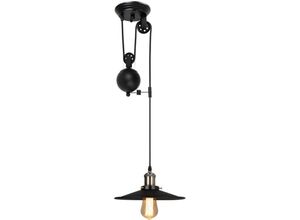 5788799844955 - Industrielle Hängelampe Riemenscheibe Metall Lampe E27 Wohnzimmer Bar Esszimmer Pendelleuchte Schwarz