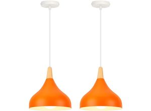 5788799846560 - 2 Stücke Modern Pendelleuchte Holz Metall Hängeleuchte Höhenverstellbare Kronleuchter für Esszimmer Cafeteria Küche