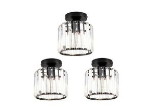 5788799846874 - Wottes - Modern Deckenleuchte Metall Kristall Deckenlampe Rund Lampenschirm für Café Bar Club Flur Schwarz 3 Stücke