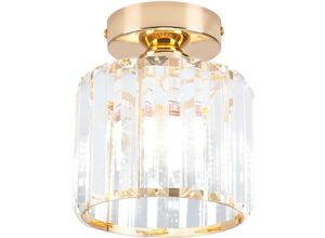 5788799846881 - Wottes - Modern Deckenleuchte Metall Kristall Deckenlampe Rund Lampenschirm für Esszimmer Wohnzimmer Flur Gold