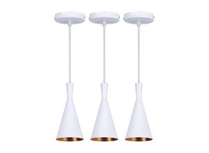 5788799846898 - Industrielle Retro Hängelampe Metall Pendelleuchte Innenbereich Kronleuchter für Café Küche Bar Weiß + Gold 3 Stücke