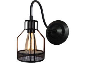 5788799849202 - Wottes - Vintage Industrielle Wandleuchte Schwarz Käfig Wandlampe Metall Deckenleuchte für Wohnzimmer Schlafzimmer Flur