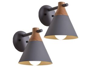 5788799849363 - Wottes - Moderne Industrielle Wandlampe Holz Metall Wandleuchte Grau Innen Wandbeleuchtung für Café Küche Bar 2 Stücke