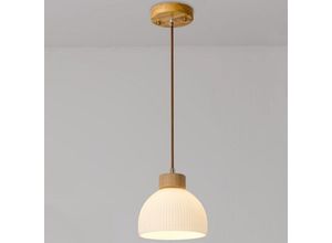 5788799849431 - Wottes - E27 Modern Pendelleuchte Höhenverstellbar Hängelampe Glas Holz Deckenleuchte Lampenschirm Ø18CM