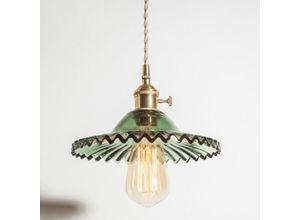 5788799850079 - Wottes - Industrielle Vintage Pendelleuchte Retro Glas Hängeleuchte Lampenschirm Kreative Deckenleuchte Grün