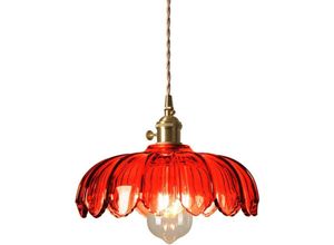 5788799850253 - Wottes - Modern E27 Pendelleuchte Glas Metall Hängelampe Rot Höhenverstellbar Deckenleuchte Esszimmerlampe Ø25CM