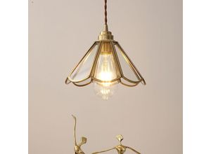 5788799851229 - Wottes - Jahrgang Pendelleuchte mit Messing E27 Design Kreative Lampenschirm Hängelampen Glas Metall Kronleuchter - b 5788799851229 - Wottes - Jahrgang Pendelleuchte mit Messing E27 Design Kreative Lampenschirm Hängelampen Glas Metall Kronleuchter - b