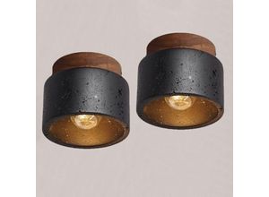 5788799852325 - Wottes - E27 Deckenleuchte Holz Travertin Deckenlampe Innen Decken Lampe Warmweißes Licht für Café Bar Büro Ø12CM - 2Pcs