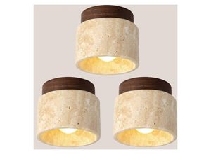 5788799852370 - Wottes - Vintage Deckenlampe Holz Travertin Deckenleuch Design Kreative Hängelampe E27 Ø12CM Warmweißes Licht für Café Bar Büro - 3Pcs