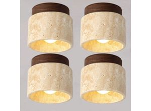 5788799852387 - Wottes - Vintage Deckenlampe Holz Travertin Deckenleuch Design Kreative Hängelampe E27 Ø12CM Warmweißes Licht für Café Bar Büro - 4Pcs