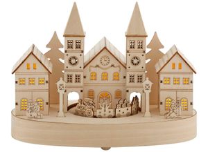 5796322488897 - Weihnachtsdorf HOME AFFAIRE Weihnachtsdeko Weihnachtsdörfer Gr B H T 275 cm x 22 cm x 15 cm beige (natur) Weihnachtskrippen Weihnachtsdörfer mit LED-Beleuchtung und Musikwerk