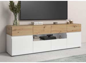 5900355145720 - Lowboard INOSIGN Rimini Sideboards Gr B H T 1798 cm x 592 cm x 40 cm 4 braun (alpinweiß artisan eiche) Lowboards Breite 180 cm