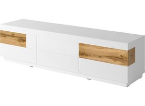 5900488559982 - Lowboard HELVETIA SILKE Sideboards weiß (weiß hochglanzfronten votaneichefarben) Lowboards Breite 206 cm Hochglanzfronten