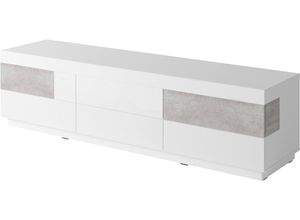 5900488560155 - Lowboard HELVETIA SILKE Sideboards weiß (weiß hochglanz beton optik) Lowboards Breite 206 cm Hochglanzfronten