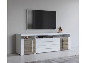 5900488568892 - Lowboard HELVETIA RogerBreite 182 cm stilvolle TV-Kommode 2Türen 2 Schubladen Sideboards beige (andersen pinie sonoma trüffel silber) Lowboards TV-Schrank mit viel Stauraum TV-Board