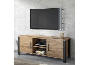 5900488571496 - Lowboard HELVETIA Olin WM Sideboards Gr B H T 147 cm x 57 cm x 43 cm schwarz (appenzeller fichte appenzeller supermatt) Lowboards