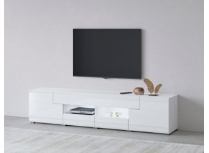 5900488578433 - Lowboard INOSIGN ToledoBreite 209cm trendige TV-Schrank mit dekorative Fräsungen Sideboards weiß (weiß matt hgl) Lowboards TV-Board ohne Beleuchtung TV-Kommode mit viel Stauraum