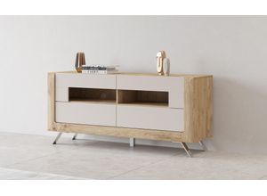 5900488584793 - Lowboard Kasai Sideboards Gr B H T 1605 cm x 73 cm x 48 cm eiche harbor gold kashmir 2 beige (eiche harbor gold kashmir) Lowboards Breite 1605 cm mit 2 Schubladen