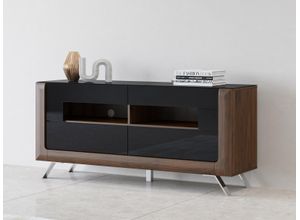 5900488584885 - Lowboard Kasai Sideboards Gr B H T 1605 cm x 73 cm x 48 cm wallnut columbia schwarz hgl 2 schwarz (wallnut columbia hgl) Lowboards Breite 1605 cm mit 2 Schubladen