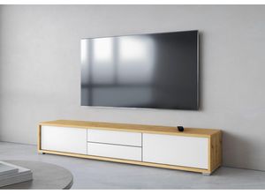 5900488586162 - Lowboard HELVETIA Frida Sideboards Gr B H T 180 cm x 32 cm x 36 cm artisan weiss weiß (artisan weiß) Lowboards Hängend oder stehend montierbar