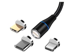 5900495828767 - Maxlife - MXUC-03 magnetisches Kabel usb - iPhone + usb-c + microUSB 10 m 3A schwarz nylon