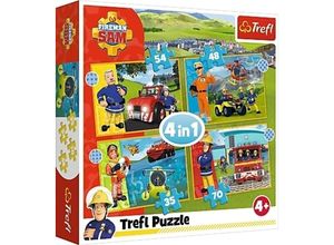 5900511343878 - Serienfigur - Feuerwehrmann Sam zur Rettung 4 in 1 Puzzle (Kinderpuzzle)