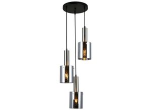 5900644311263 - Sardo - Moderne hängende Anhänger Satin Nickel 3 Licht mit Glas Smoky Shade E27 - Italux