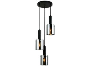 5900644311294 - Sardo - Modern Hanging Pendant Black 3 Light mit Glas Smoky Shade E27 - Italux