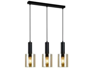 5900644311317 - Sardo - Modern Hanging Pendant Black 3 Light mit Bernsteinfarbton E27 - Italux