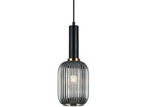 5900644311355 - Antiola - Modern Hanging Pendant Black 1 Licht mit Glas Smoky Shade E27 - Italux