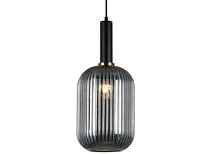 5900644311362 - Antiola - Modern Hanging Pendant Black 1 Licht mit Glas Smoky Shade E27 - Italux