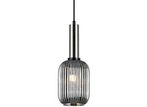 5900644311478 - Antiola - Moderne hängende Anhänger Satin Nickel 1 Licht mit Glas Smoky Shade E27 - Italux