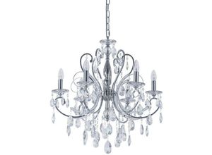 5900644331322 - Italux Barocco Chrome - Klassische Kronleuchter Chrome 6 Light mit Kristallschirm E14